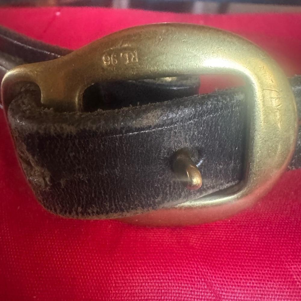 Ralph Lauren Black Leather Belt  Buckle Vintage.